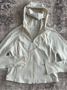 Athleta Cream Full-Zip Hooded Jacket
